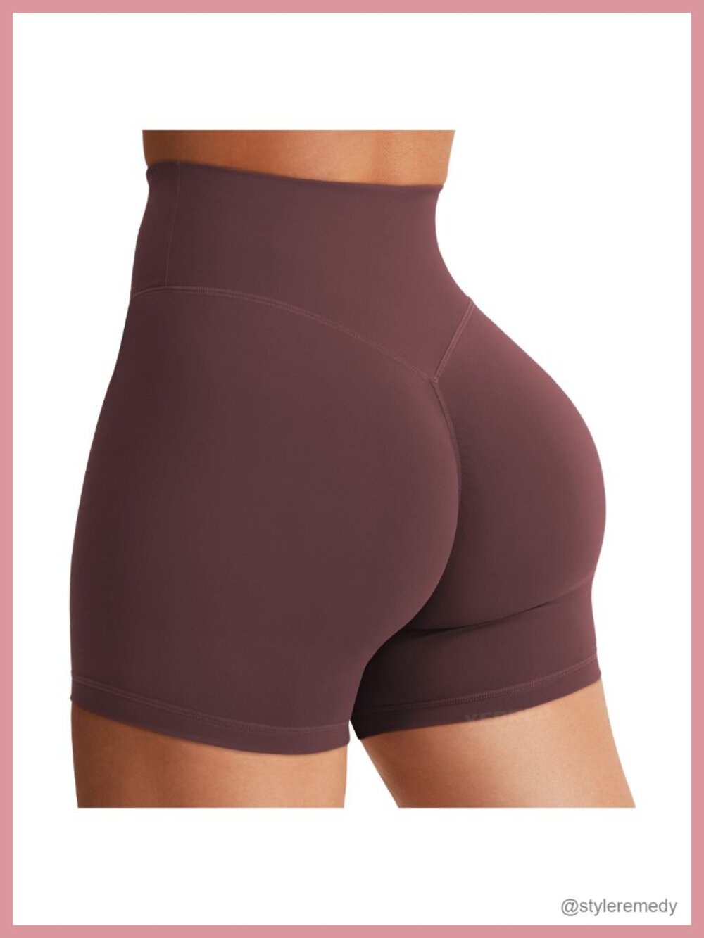 High Waist Tummy Control Hidden Scrunch Biker Shorts 6" Inseam - Picture 5 of 6